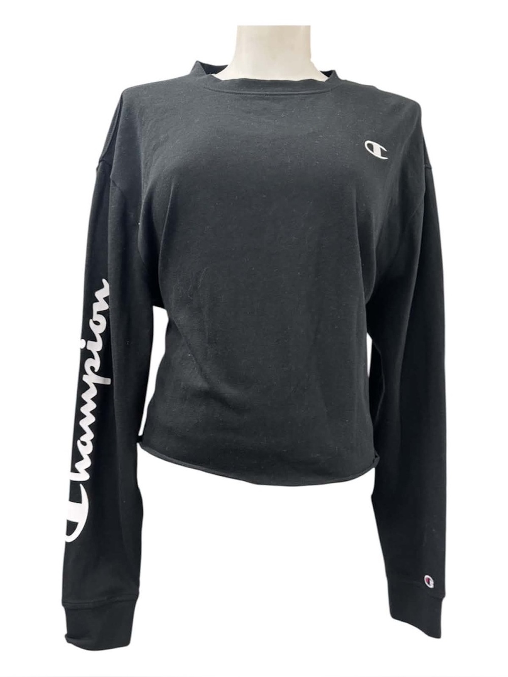 Champion Black Long-Sleeve Logo Top Size M